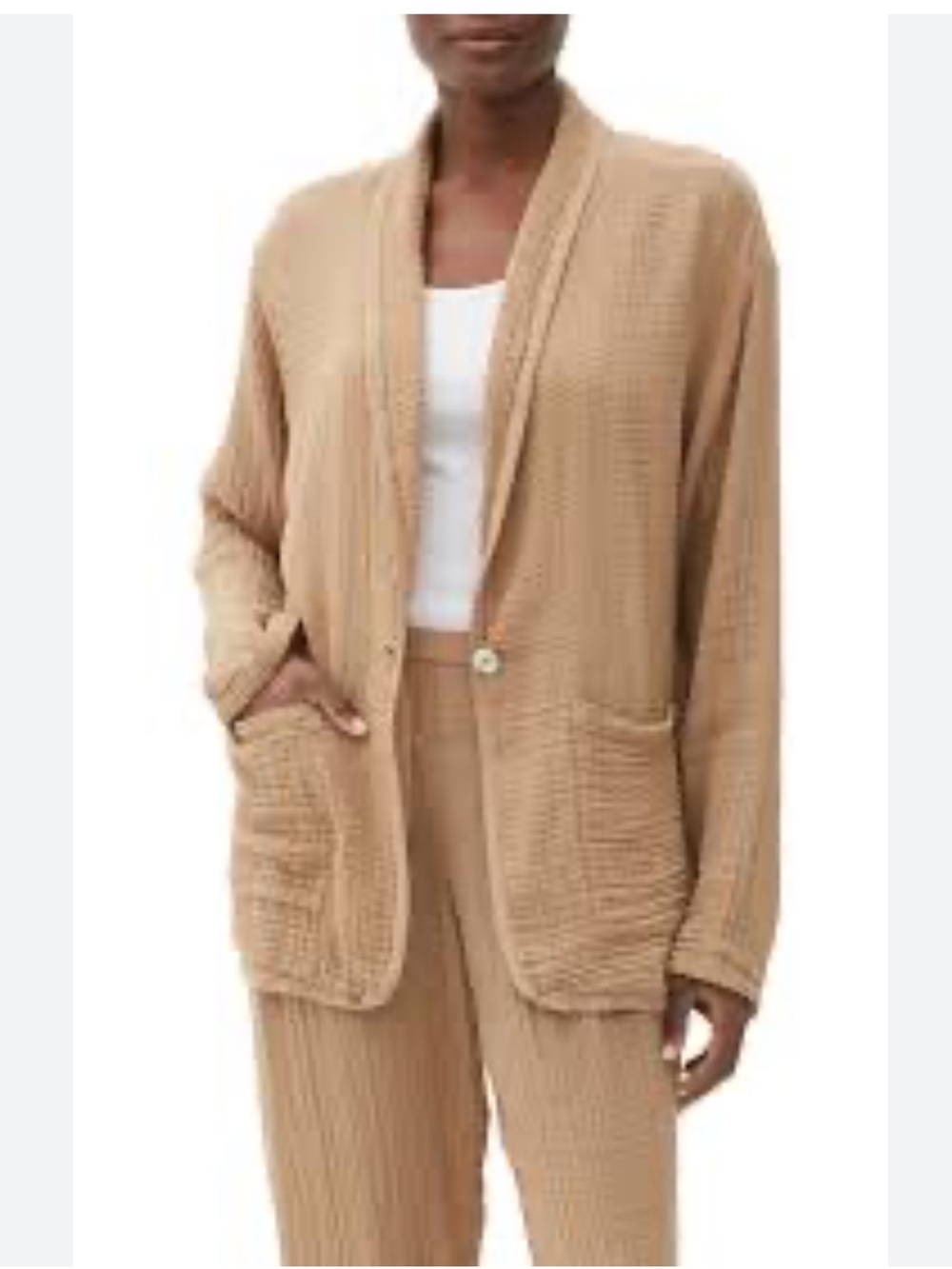 Michael Stars Safari Tan Cotton Gauze Blazer